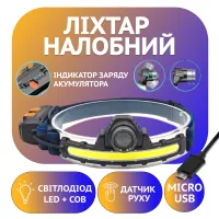 Налобный фонарь RB150, акк, micro usb, zoom, диодная лента - 1