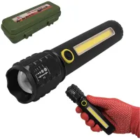 Ручной фонарь C72-P50+COB, RB259, ЗУ mircoUSB, аккумулятор, zoom, Box - 1