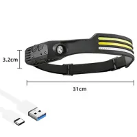 Налобный фонарь Bailong BL-W689-LM+3COB, Белый, Жёлтый, Красный, Motion Sensor, Li-Ion аккум.,Type-C - 3