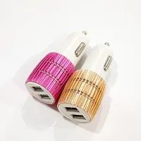 Автомобильное зарядное устройство USB x 2 "Ребристая" 1A/2.1A - 2