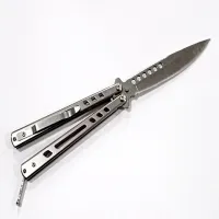 Нож бабочка A1004/ new Silver - 3