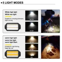 Налобный фонарь Bailong BL-K351, Белый, Жёлтый, Li-Ion аккумулятор, ЗУ Type-C, 6165 - 2