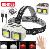 Налобный фонарь HX-816S-2COB PL-124, Белый, Красный, Motion Sensor, Waterproof, 1x18650, ЗУ Type-C - 3