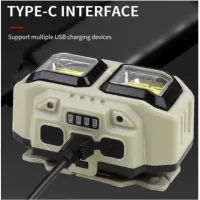 Налобный фонарь HX-816S-2COB PL-124, Белый, Красный, Motion Sensor, Waterproof, 1x18650, ЗУ Type-C - 7