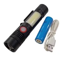 Ручной фонарь Rablex RB242, боковая подсветка, type-c, акк.18560, Type-C, Cob+T6 - 2