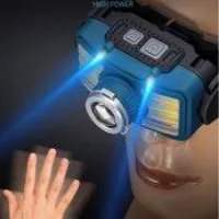 Налобный фонарь Rablex RB955, жёлтый+белый+красный, T6+6хCOB, Zoom, Sensor, аккум, Type-C - 5