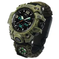 Часы наручные SKMEI 1155BAG, PARACORD, ARMY GREEN, Compass, термометр, свисток, кресало, 10461 - 3