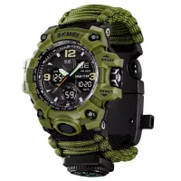Часы наручные SKMEI 1155BAG, PARACORD, ARMY GREEN, Compass, термометр, свисток, кресало, 10461 - 1