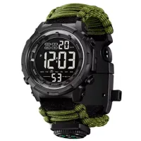 Часы наручные SKMEI 1845AG, PARACORD, ARMY GREEN, Compass, термометр, свисток, кресало, 10634 - 1