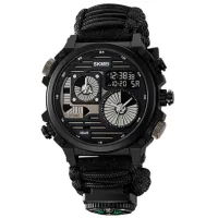 Часы наручные SKMEI 2202BK, PARACORD, BLACK, Compass, термометр, свисток, кресало, 10348 - 1