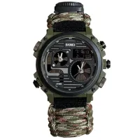 Часы наручные SKMEI 2202CMGN, PARACORD, GREEN CAMO, Compass, термометр, свисток, кресало, 10349 - 1