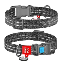 Нашийник для тварин WAUDOG Re-cotton з QR паспортом світловідбивний Ш 25 мм Д 33-49 см сірий (029211) - 4
