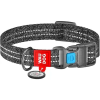 Нашийник для тварин WAUDOG Re-cotton з QR паспортом світловідбивний Ш 25 мм Д 33-49 см сірий (029211) - 1