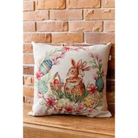 Наволочка Прованс гобеленова декоративна Зайчата в віночку Злагода 45х45 см (034254) - 2