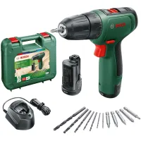 Шуруповерт Bosch EasyDrill 1200, 12В, 2х1.5Ач, ЗП, набір свердл і біт, кейс (0.603.9D3.007) - 2