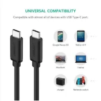 Дата кабель USB-C to USB-C 2.0m US286 3A Black Ugreen (10306) - 3