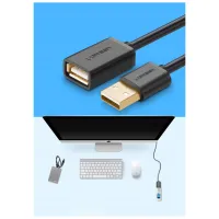 Дата кабель USB 2.0 AM/AF 1.5m US103 black Ugreen (10315) - 2