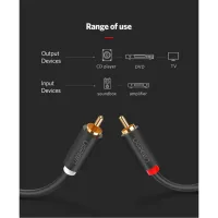 Кабель мультимедійний 2xRCA M to 2xRCA M 2.0m AV104 black UGREEN (10518) - 8