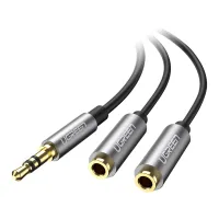 Кабель мультимедийный 3.5mm M to 2x3.5mm F 0.2m AV123 black Ugreen (10532) - Изображение 1