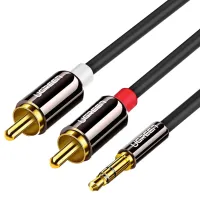 Кабель мультимедійний 3.5mm M to 2xRCA M 3.0m AV116 black Ugreen (10590) - 2