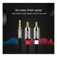 Кабель мультимедійний 3.5mm M to 2xRCA M 3.0m AV116 black Ugreen (10590) - 5