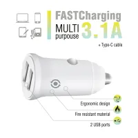 Зарядний пристрій Piko CC-312 (2USB3,1A) + USB-C cable (1283126538803) - 3