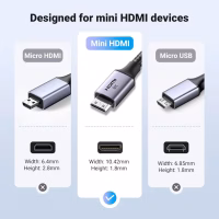Кабель мультимедійний HDMI M to HDMI mini M 2.0m 8K HD163 black Ugreen (15515) - Image 6