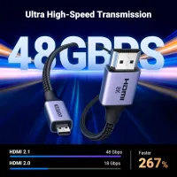 Кабель мультимедійний HDMI M to HDMI micro M 1.0m V2.1 8K60Hz HD164 black Ugreen (15516) - 4