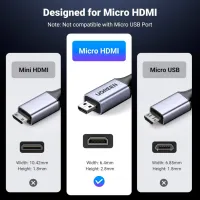 Кабель мультимедійний HDMI M to HDMI micro M 1.0m V2.1 8K60Hz HD164 black Ugreen (15516) - 7