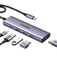 Концентратор Ugreen USB-C to HDMI + 3xUSB 3.0 + PD CM511 gray (15596) - 1