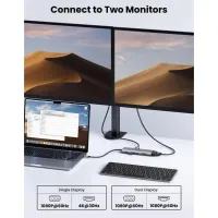 Концентратор Ugreen USB3.1 Type-C to HDMI/VGA/USB 3.0х3/RJ45/SD/TF/PD/35мм TRRS 100W 10-in-1 (15601) - 4