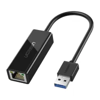 Перехідник USB 3.0 AM to RJ45 Ethernet 1000Mbps CR111 Black Ugreen (20256) - 1