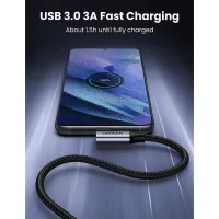 Дата кабель USB 3.0 AM to USB-C 1.0m 60W US385 90° Black Ugreen (20299) - 2