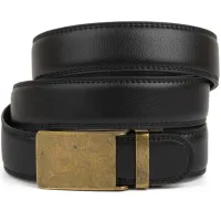 Ремінь Vintage Чоловічий з латунною прямокутною пряжкою Чорний (20332) - Изображение 1