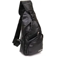 Сумка Vintage Крос боді з емблемою зі шкірозамінника Чорна (20568) - Зображення 1