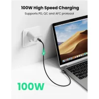 Дата кабель USB-C 2.0 to USB-C 3.0m 90° corner US334 black Ugreen (20583) - 4