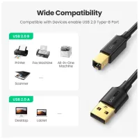 Кабель для принтера USB 2.0 AM/BM 1.0m US135 black Ugreen (20846) - 5