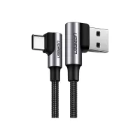Дата кабель USB 2.0 AM to USB-C 0.5m 3A 90° corner US176 black Ugreen (20855) - 1