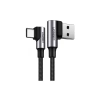Дата кабель USB 2.0 AM to Type-C 1.0m US176 Both Angled 3A (Black) Ugreen (20856) - 2
