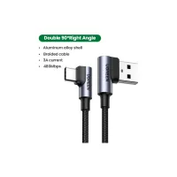 Дата кабель USB 2.0 AM to Type-C 1.0m US176 Both Angled 3A (Black) Ugreen (20856) - 3