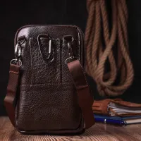 Сумка Vintage Чоловіча на пояс з натуральної шкіри Коричнева (22141) - Зображення 7