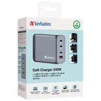 Зарядний пристрій Verbatim GaN 240 W 4 ports (USB-C-140 W,USB-C-100 W,USB-C-65 W /USB-A -3.0) (32205) - 4