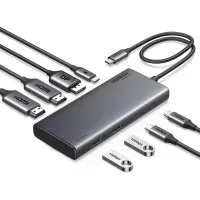 Концентратор Ugreen USB-C to 2xUSB 3.2 + 2xUSB-C 3.2 + 2xHDMI + DP 4K60Hz + PD 100W CM639 gray (35625) - Изображение 1