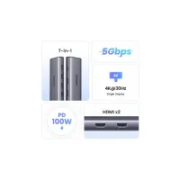 Порт-репликатор Ugreen Dock CM498 USB 3.0 Type-C -> 1хUSB-A 3.0/3хUSB-A 2.0/2xHDMI 4K 30Гц PD (35897) - Изображение 4