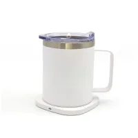 Термокружка TheGeneral з підігрівом та бездротовою зарядкою ThermoHub 15W з LED індикатором біла (40021321-08) - Зображення 1