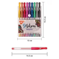 Ручка гелева Yes набір Metallic 9 штук (420433) - Зображення 2