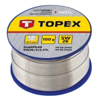 Припій для пайки Topex олов'яний 60%Sn, дрiт 0.7 мм,100 г (44E512) - 1