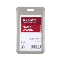 Бейдж Axent слайдер вертикальний, 54х85мм , теплий сірий (4500V-03-A) - Изображение 1
