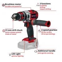 Шуруповерт Einhell TP-CD 18/80 Li-i BL - Solo, PXC 18В, 80Нм (без АКБ та ЗП) (4514305) - 4