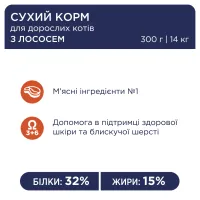 Сухий корм для кішок Club 4 Paws Преміум. З лососем 300 г (4820083909221) - 4